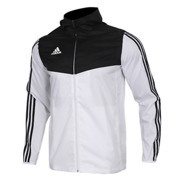 Boys Adidas AFS Tiro Black/White full Zip  hooded Windbreaker Jacket DY0096 - Picture 1 of 5